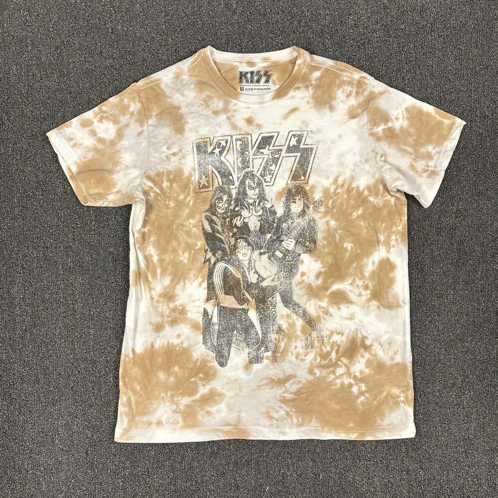 KISS T Shirt Tye Dye Effect Unisex Adults Shirt Logo Band SS Size Medium